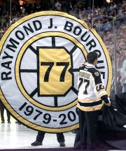 Custom Ray Bourque circular retired number banner