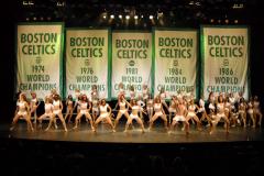 boston celtics championship banners with cheerleaders