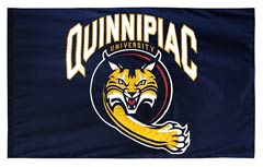Quinnipiac University hand-sewn cheer flag